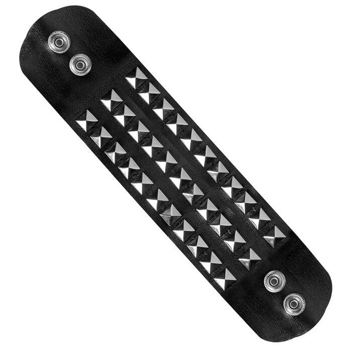 Studded Bracelet  3 Rows  Leatherlook