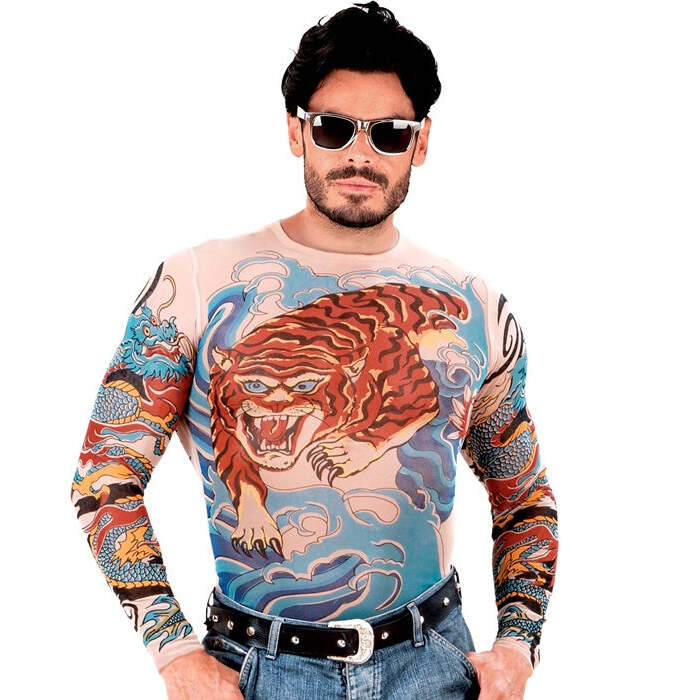 Tiger & Dragon Tattoo Shirt Natural Look