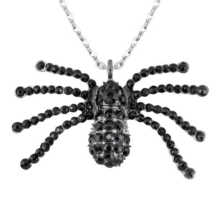Black Strass Spider Necklace