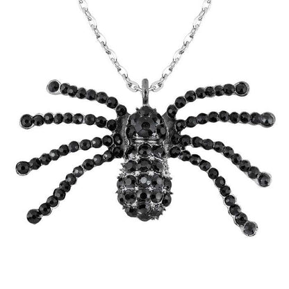 Black Strass Spider Necklace