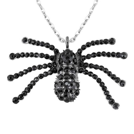 Black Strass Spider Necklace