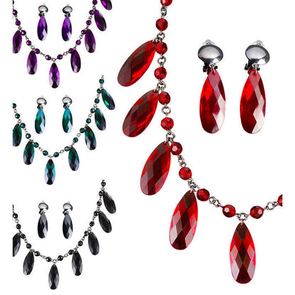 Gothic Necklace & Earrings Set 4Colors Ass.  6 Red, 2 Black, 2 Purple, 2 Green 
