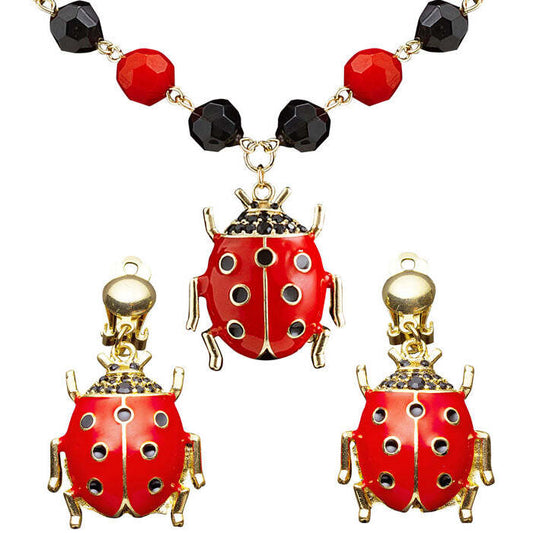 Ladybug Necklace & Earrings Set