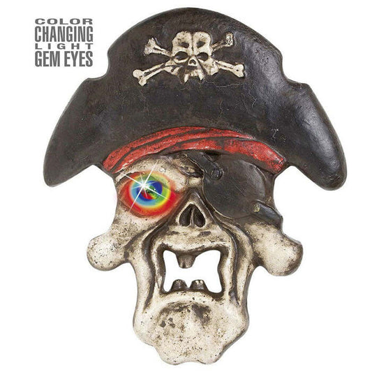 Pirate Skull With Color Changing Light Gem Eye 36X42 Cm