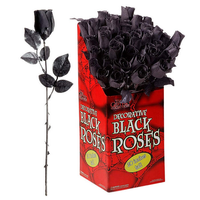 Black Roses Display Box Of 48 -44 Cm