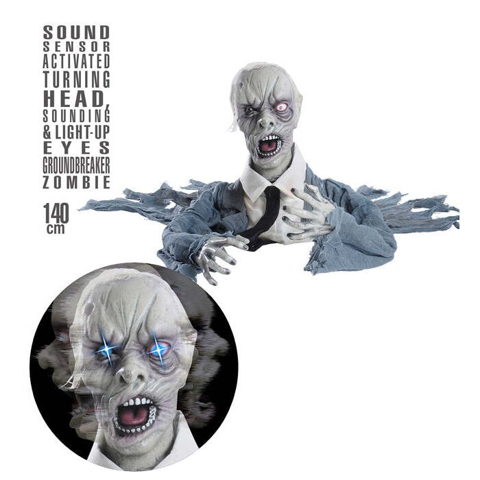 Zombie Groundbreaker With Turninghead, Sound And Light Up Eyes Sound Sensor Activated - 140 Cm