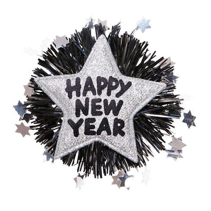 Silver Happy New Year Brooch