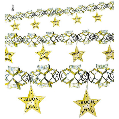 Holographic Gold Buon Anno Garland 3 M