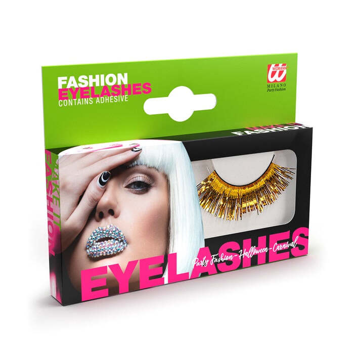 Metallic Gold Eyelashes In Box With Glass Bottle Glue