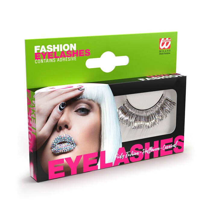 Metallic Silver Eyelashes In Boxwith Glass Bottle Glue