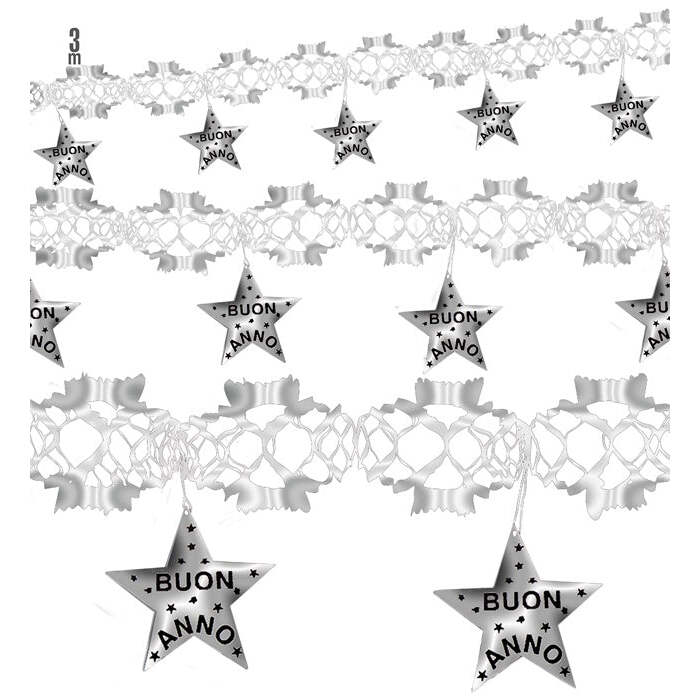 Holographic Silver Buon Anno Garland 3 M