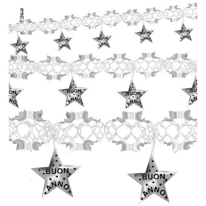Holographic Silver Buon Anno Garland 3 M