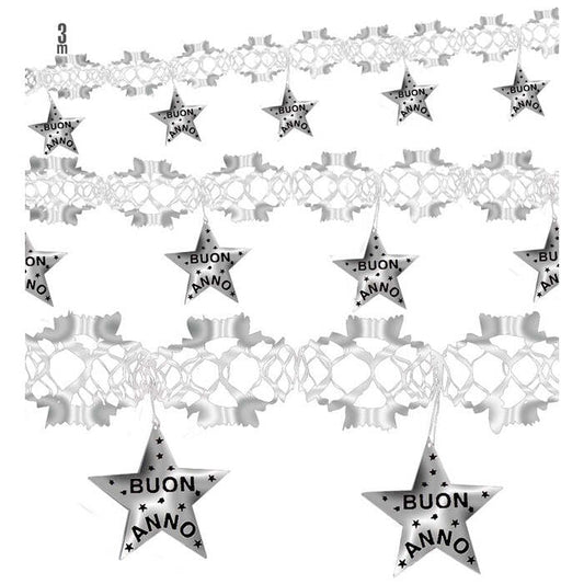 Holographic Silver Buon Anno Garland 3 M