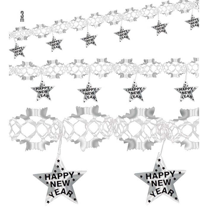 Holographic Silver Happy New Yeargarland 3 M