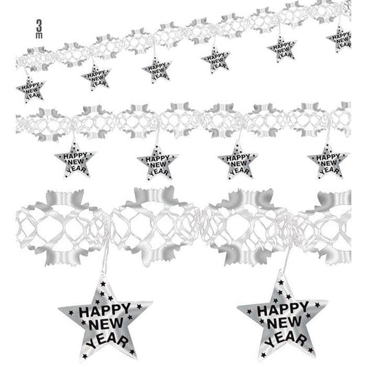 Holographic Silver Happy New Yeargarland 3 M