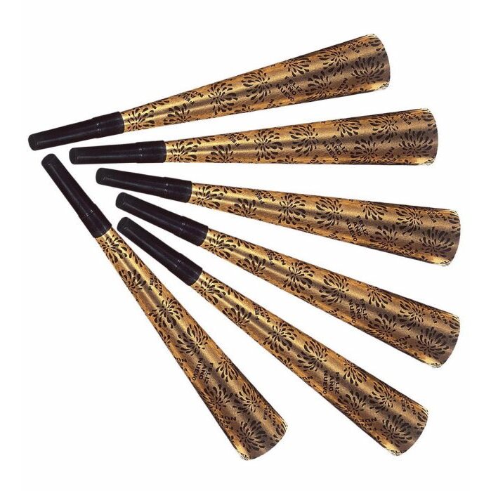 Set Of 6 Gold Feliz Año Nuevo Sounding Trumpets 25 Cm