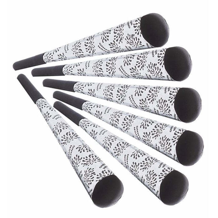 Set Of 6 Silver Buon Anno Sounding Trumpets 25 Cm