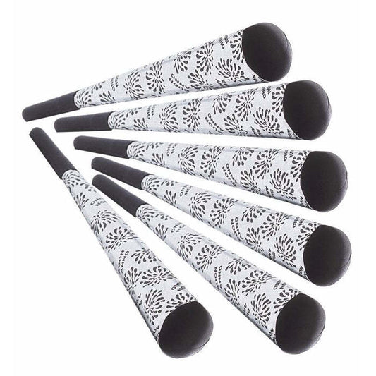 Set Of 6 Silver Buon Anno Sounding Trumpets 25 Cm