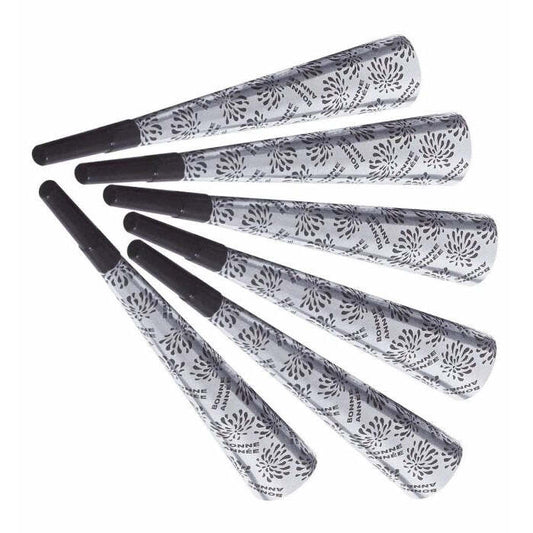 Set Of 6 Silver Bonne Année Sounding Trumpets 25 Cm