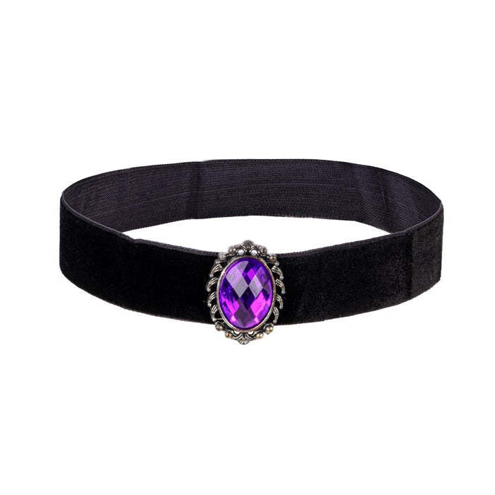 Black Velvet Choker With Purple Stone