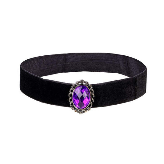 Black Velvet Choker With Purple Stone