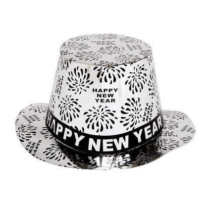 Silver Happy New Year Top Hat