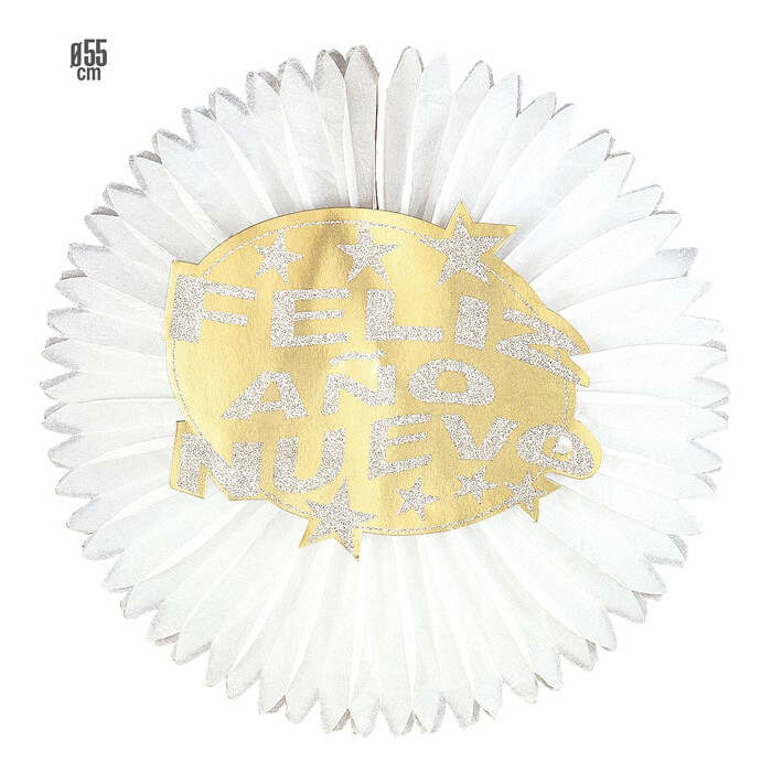  Feliz Año Nuevo Paper Fan Ø 55 Cm - Gold & Silver Ass.