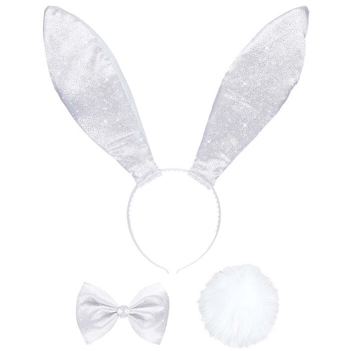 White  Bunny Dress-Up Set  Ears, Bow Tie, Tail 