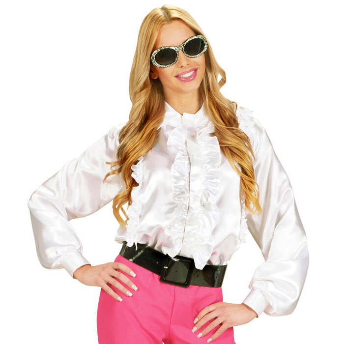 Satin White Ruffle Shirt