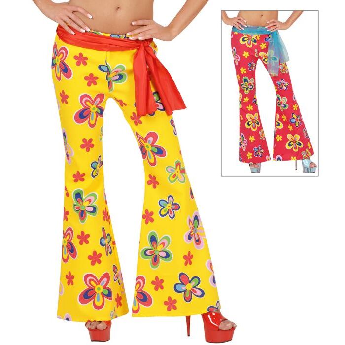 Flower Bell-Bottoms Pants Heavy Fabric - 2 Colors Ass.