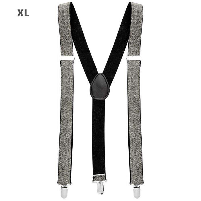 Silver Lurex Braces  Extra Long Up To 115-120 Cm 