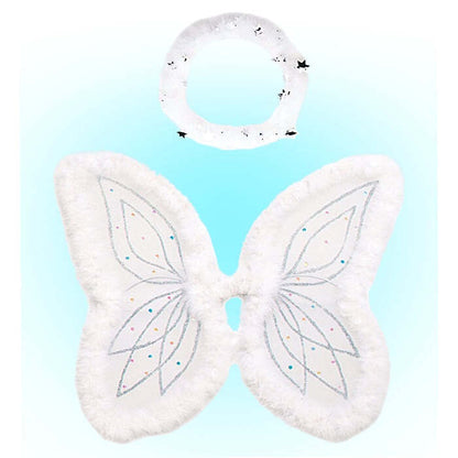 Angel Set  Bendable Marabou And Sequin Decorated Wings, Sparkling Marabou Halo 