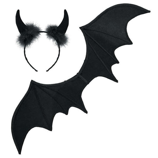 Black Devil Dress-Up Set  Wings, Horns 