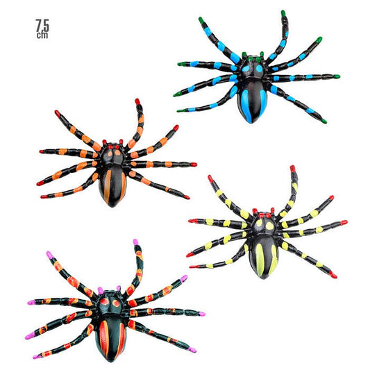 Set Of 4 Color Spiders 7,5 Cm - 4 Colors Ass.