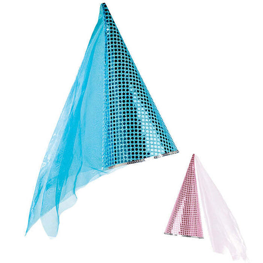 Sequin Fairy Hat With Veil Lightblue & Light Pink Ass.