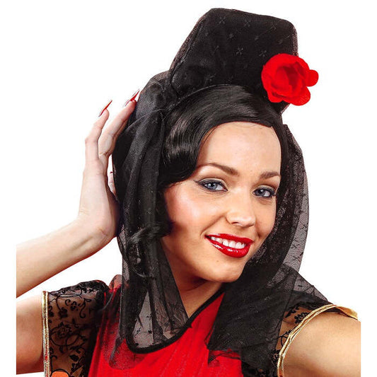 Spanish Veil With Red Rose