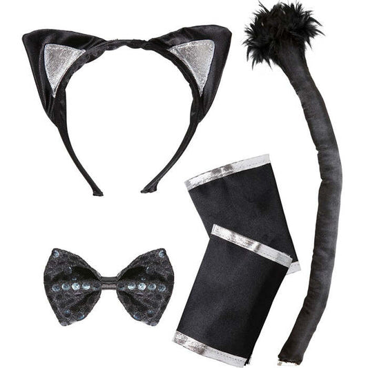 Cat Set  Ears, Bow Tie, Tail, Cuffs 