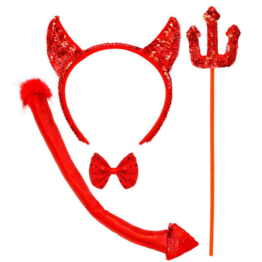 Devil Set  Horns, Bow Tie, Tail, Pitchfork 