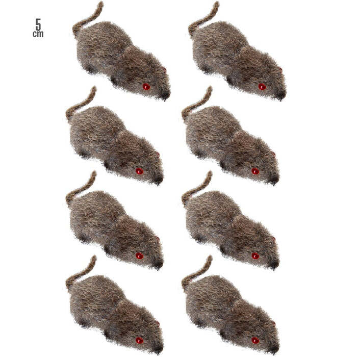Set Of 8 Flocked Mice 5 Cm