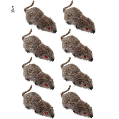 Set Of 8 Flocked Mice 5 Cm