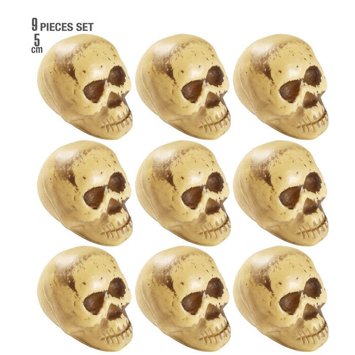 Set Of 9 Skulls In Bag 5 Cm