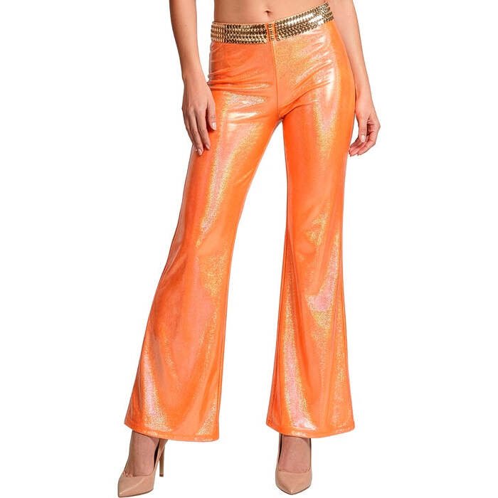 Orange Holographic Fabric Pants