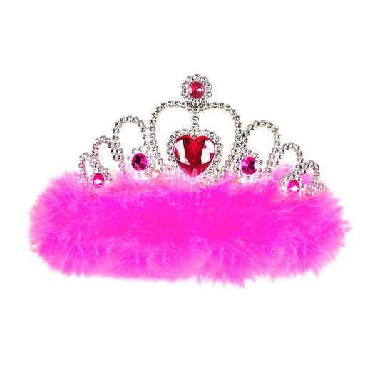 Girls Night Out Tiara With Pink Gems & Marabou