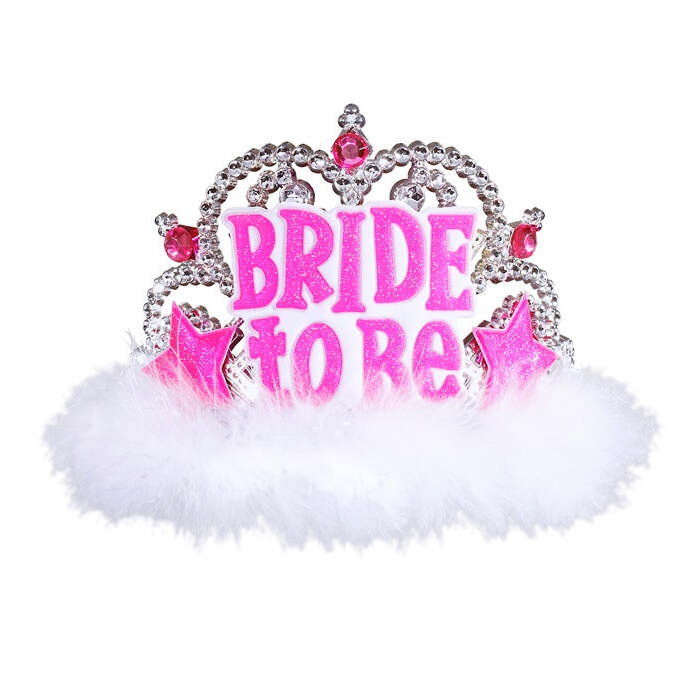 Bride To Be Tiara With Gems & Marabou