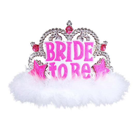Bride To Be Tiara With Gems & Marabou