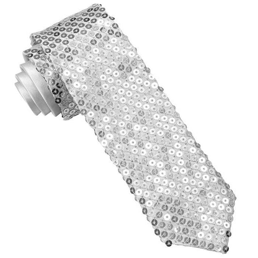 Silver Sequin Necktie