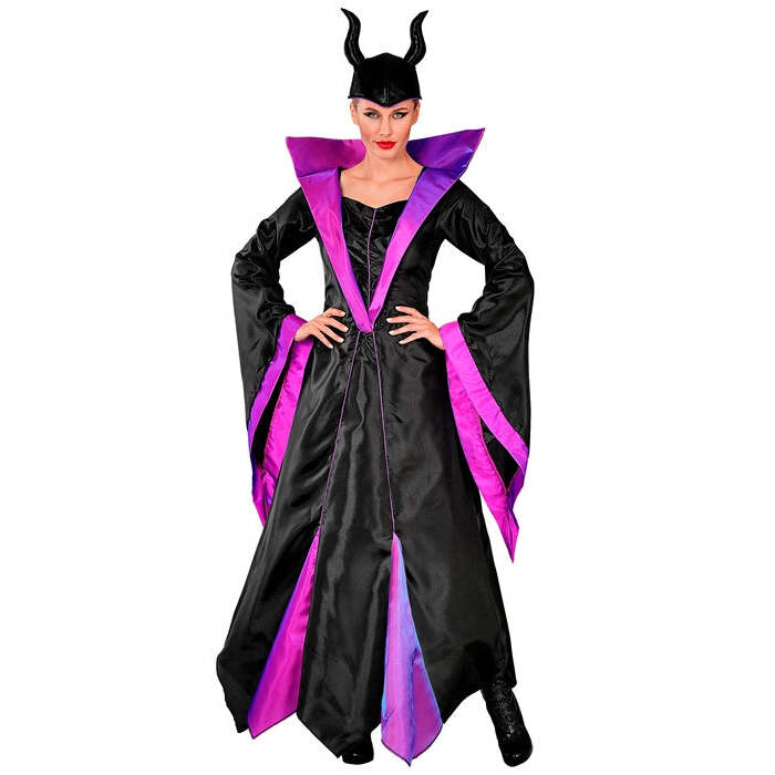 Malefica  Dress With Wire Hoop Petticoat, Headpiece 