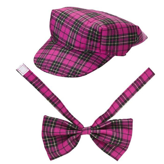 Pink Tartan Hat & Bow Tie