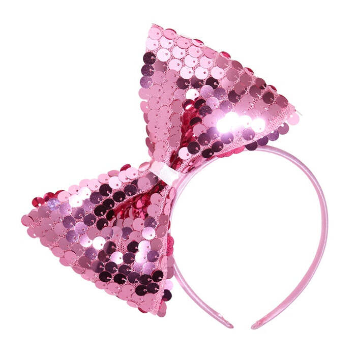 Pink Sequin Bow Headband