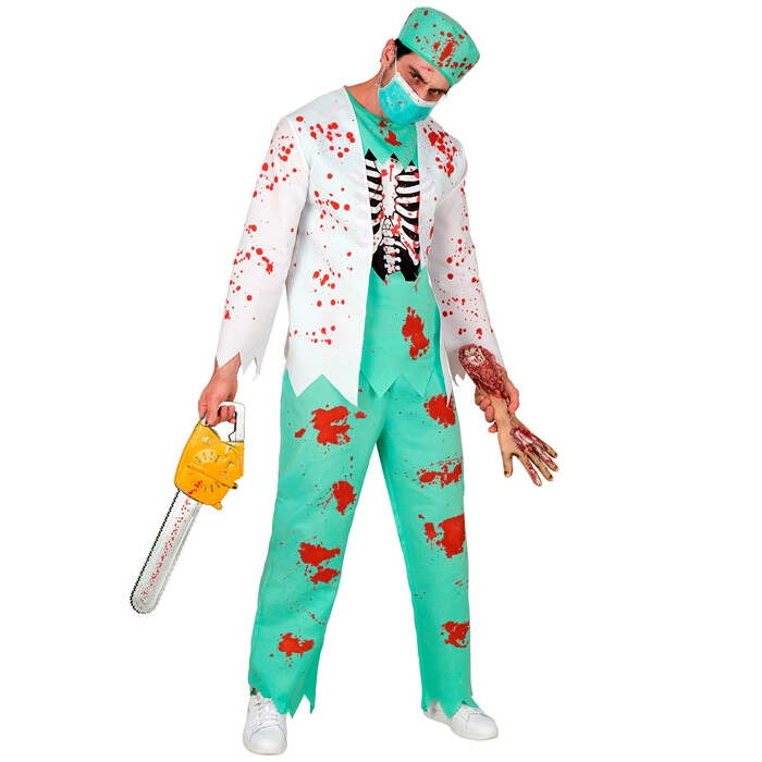 Zombie Doctor  Coat With Rib Cage, Pants, Hat, Face Mask 